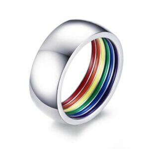 Stainless Steel Inner Rainbow Pride Ring