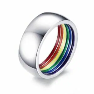 Stainless Steel Inner Rainbow Pride Ring