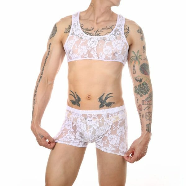 gay anniversary gifts - Lace Crop Top + Boxers Set
