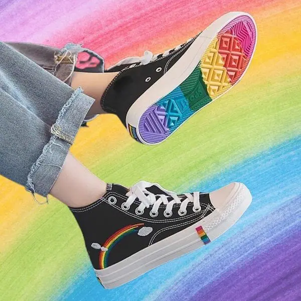 gifts for lgbt friends - Rainbow Retro Canvas Shoes