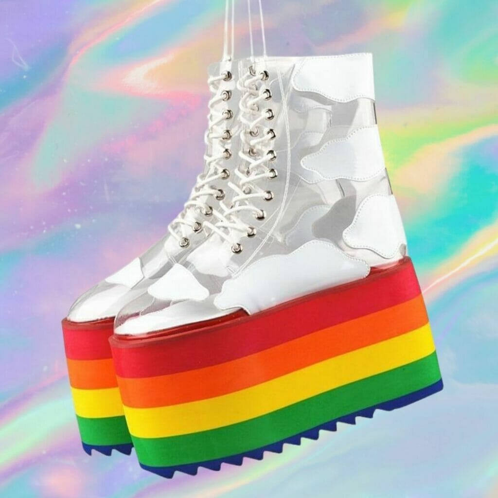 Cloud & Rainbow Platform Boots - Gay Shoes