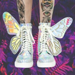 Gay Shoes - Butterfly Wing Shiny Sneakers