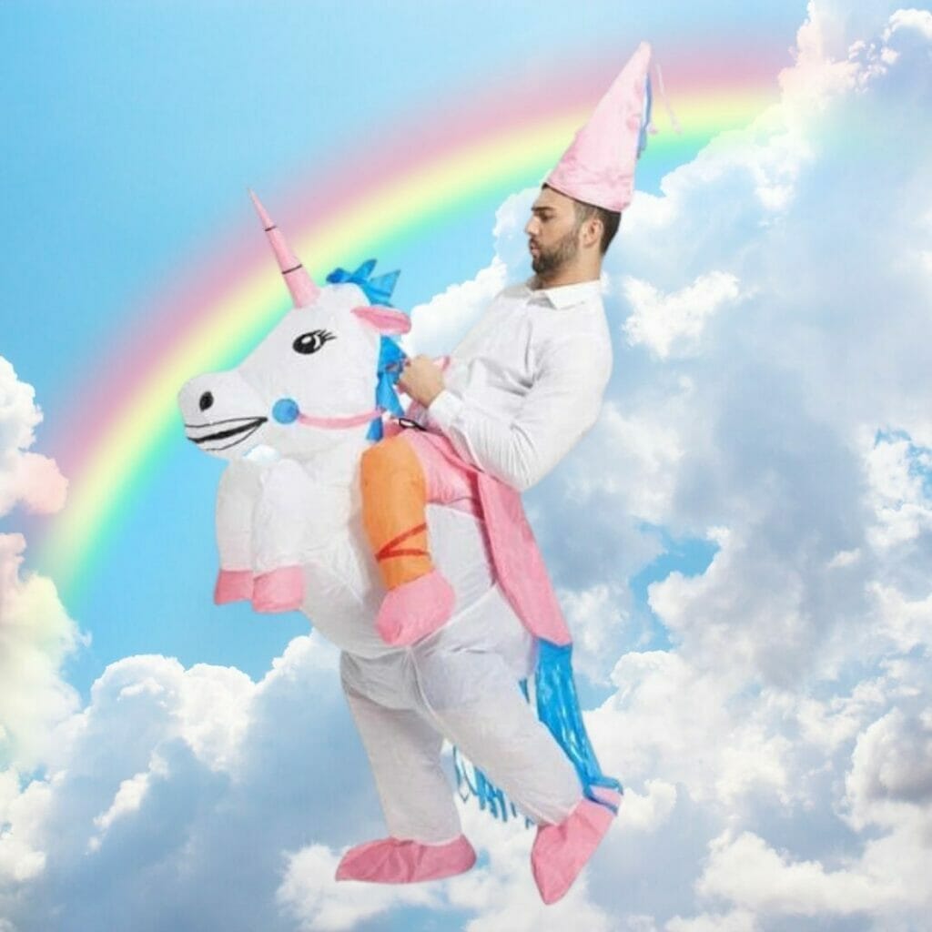 Inflatable Person Riding A Unicorn Costume