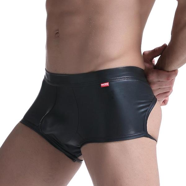 Kinky Backless Leather Underwear -  gay underwear collection