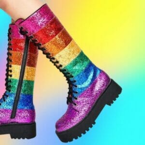 LGBT Footwear - LGBT Pride Sequin Mid Calf Boots