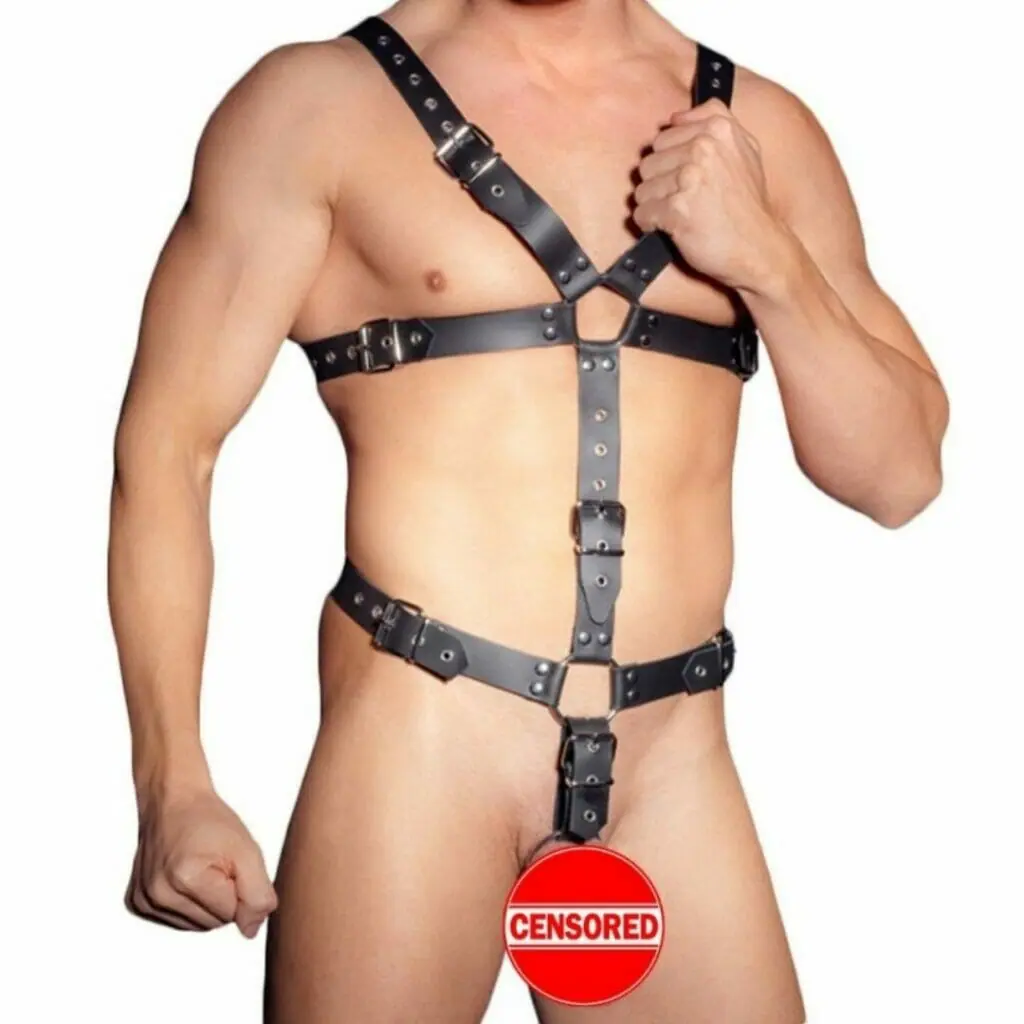 Men Bdsm leather body straps Gay harness Fashion cock harness