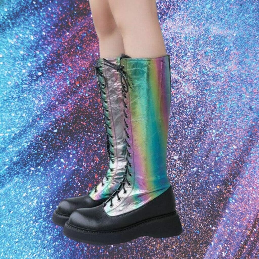 Rainbow Shimmer Platform LGBT Boots