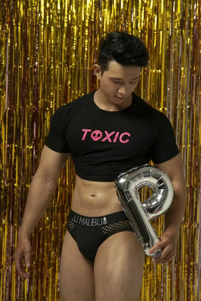 JJ Malibu Gay Underwear Gay Clothing  - Toxic Graphic Fitted Crop Top 