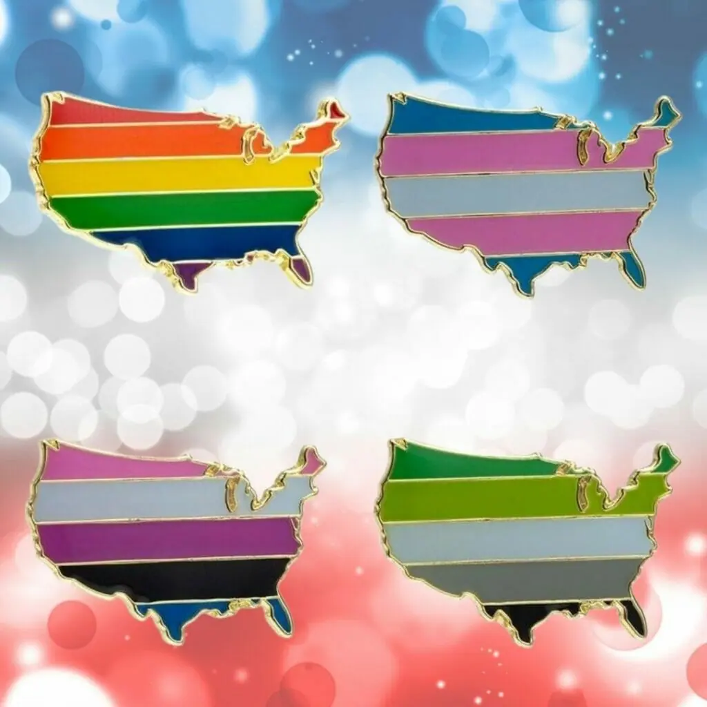 Queer USA Enamel Pins - lgbtq lapel pin