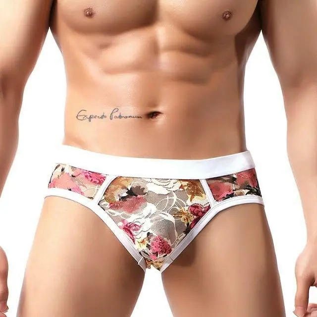 Sexy Floral Lace Underwear - gay men in lingerie