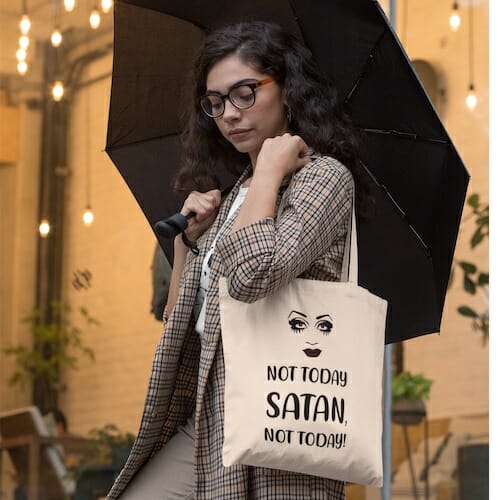 Not Today Satan Not Today Eco Tote Bag- gay pride tote bags