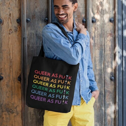 Queer As Fu#k Eco Tote Bag- gay pride tote bags