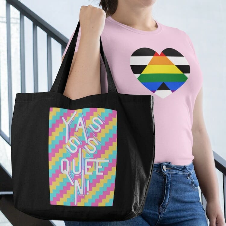 Yasss Queen Large Organic Tote Bag - gay tote bags