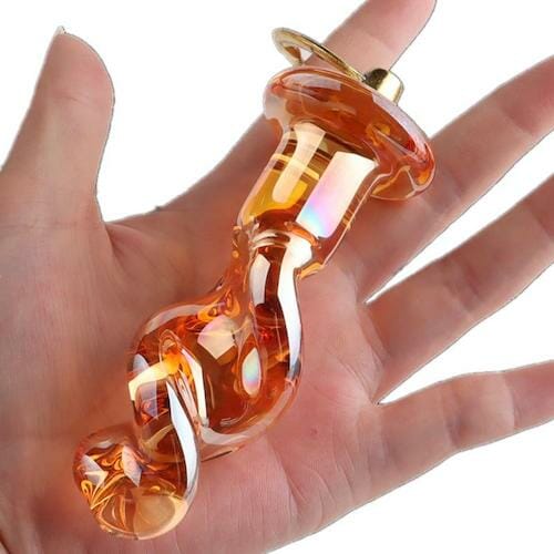 gay butt plug - Orange Glass Butt Plug