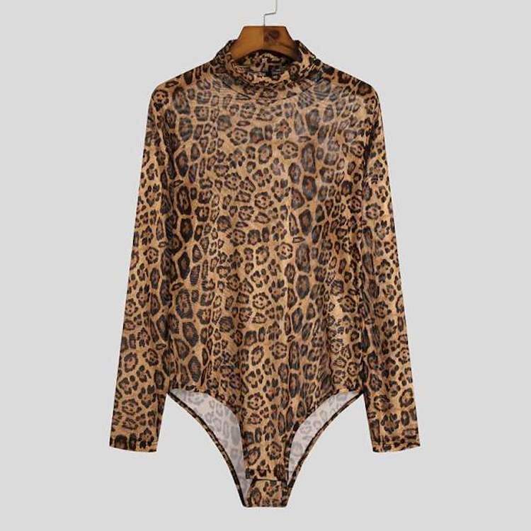 male festival outfits  - Leopard Print Bodysuit