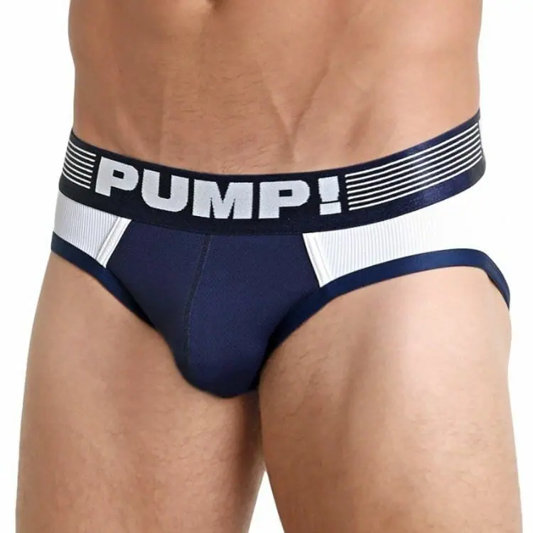 best pump! underwear - Men's Ribbed Low Rise Mesh Brief Navy 12042