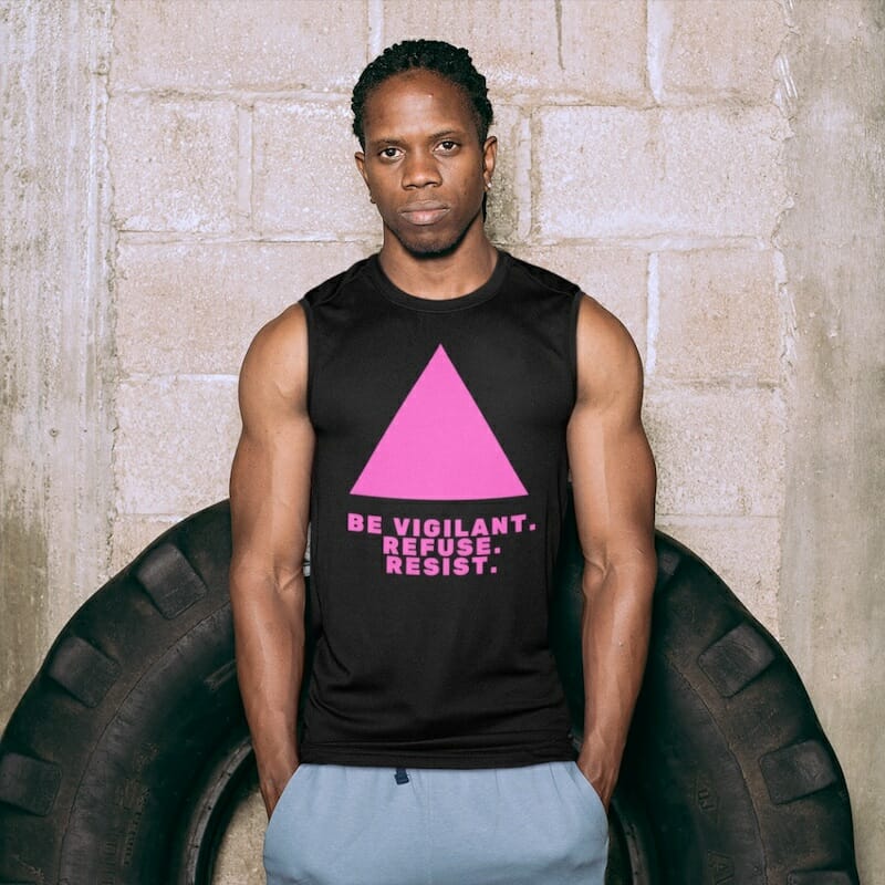 gay men in tank tops - gay pride tank tops for sale - Be Vigilant. Refuse. Resist. Muscle Shirt