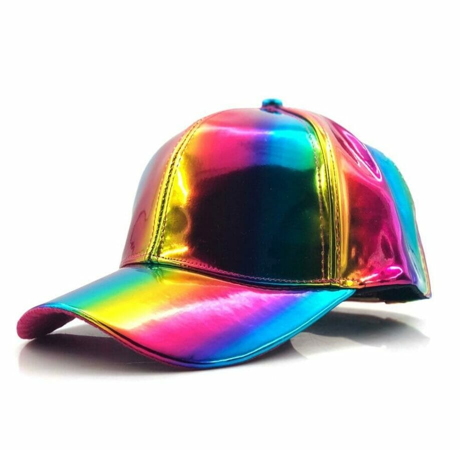 gay pride hat - gay hats - Shiny Rainbow Reflective Hat