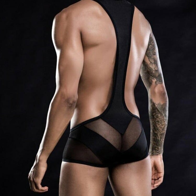 Best Men’s Erotic Underwear - Black Sheer Mesh Gay Bodysuit