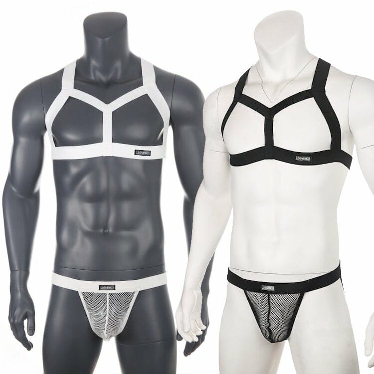 Best Men’s Erotic Underwear - Chest Harness + Mesh Jockstrap Erotic Clubwear
