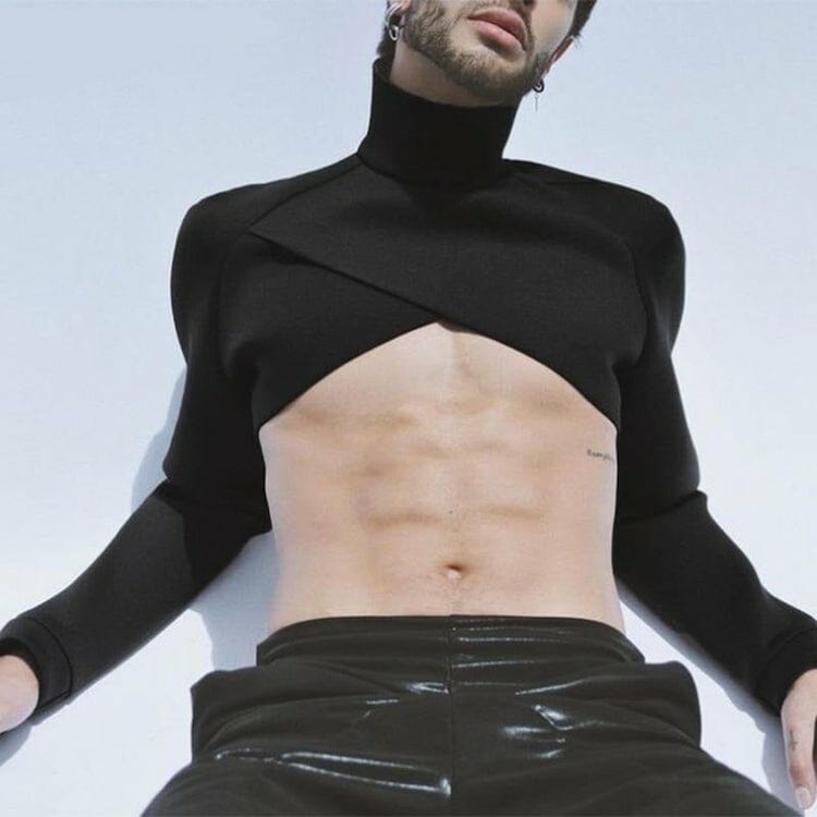 Black Turtleneck Crop Top- Gay Apparel Ideas