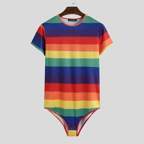 Colourful Rainbow Striped Bodysuit - gay bodysuit