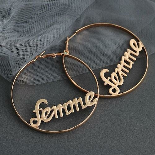 Femme Hoop Earrings Letter - gay earrings