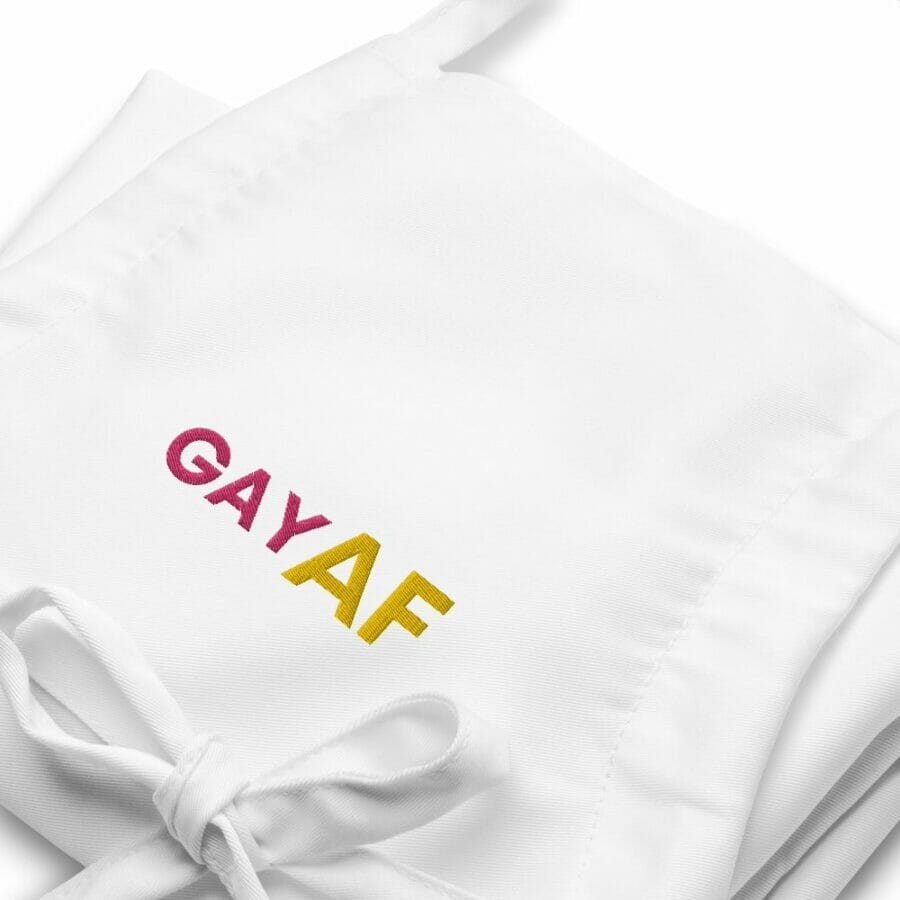 Gay AF Embroidered Apron - funny gay aprons * gay cooking aprons * gay pride apron * aprons for gay men