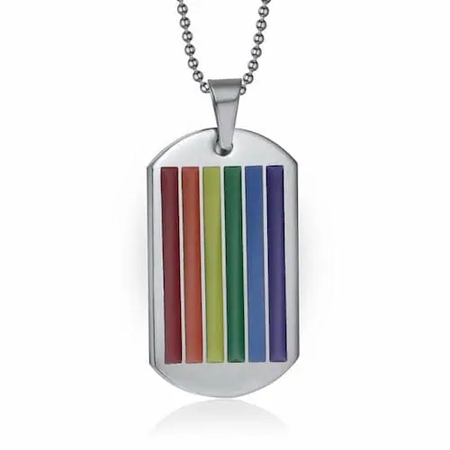 Gay Pride Dog Tag Necklace - gay necklace - lgbt necklace - gay pride necklace - gay symbol necklace