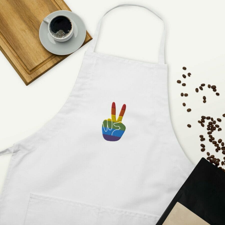 Gay Pride Embroidered Apron - funny gay aprons * gay cooking aprons * gay pride apron * aprons for gay men