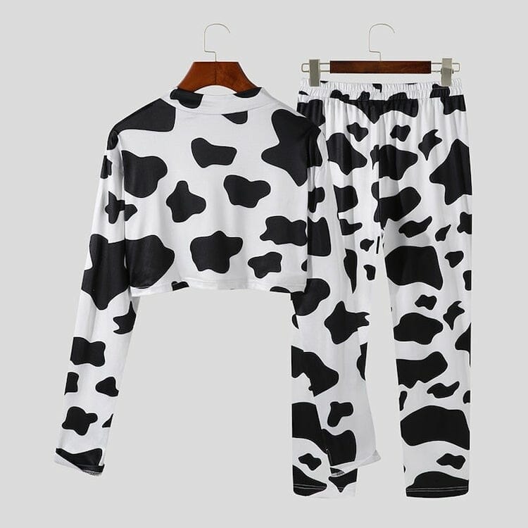 Got Milk? Printed Crop Top + Pants (2 Piece Outfit)- Gay Apparel Ideas