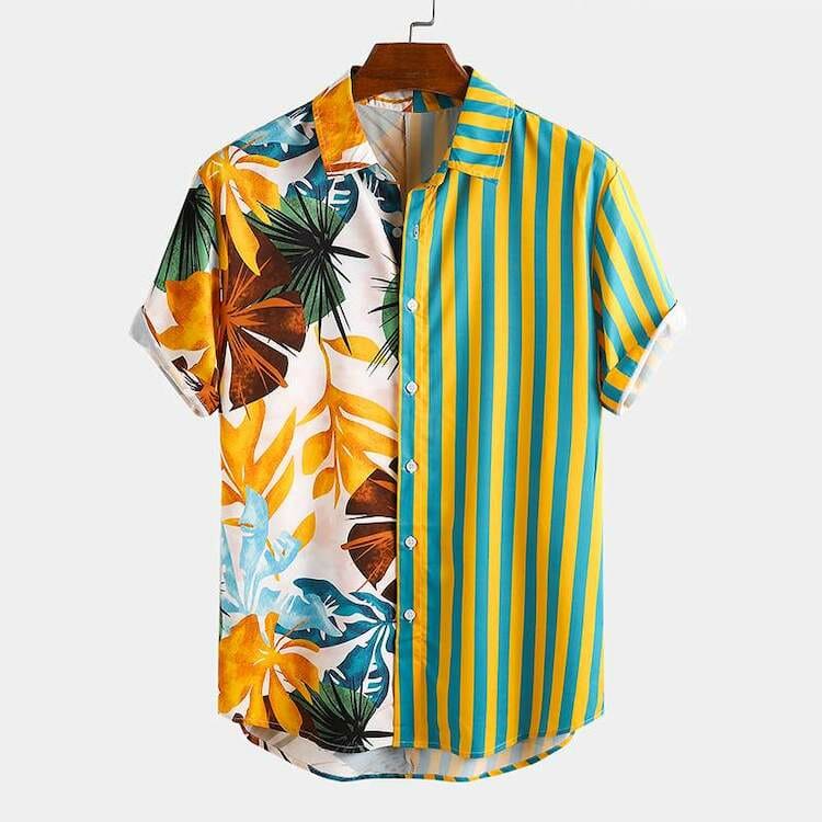 Hawaiian Striped Half Half Shirt- queer shirt - gay shirt - lgbt shirt