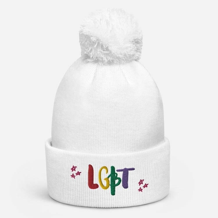 LGBT Pom Pom Beanie - gay beanie - gay pride beanie - lgbtq beanie