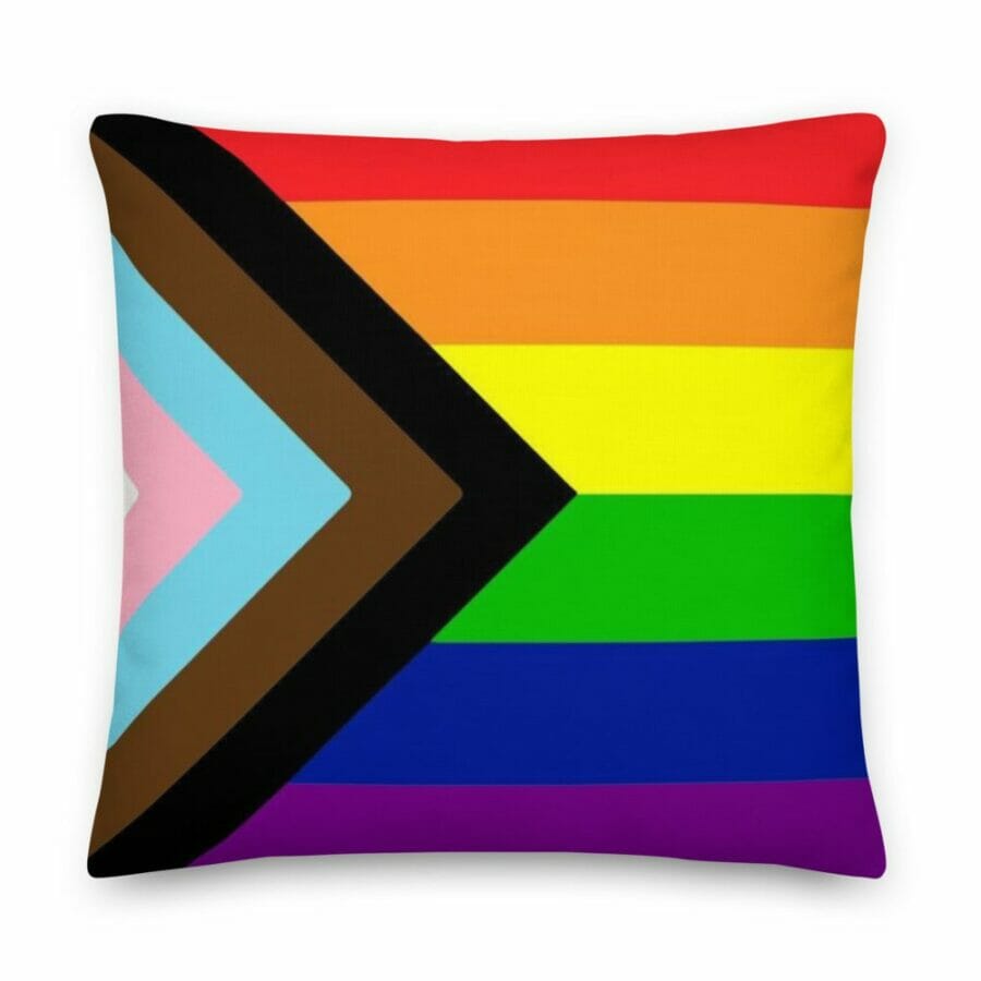 LGBT Progress Pride Flag Premium Pillow - gay pillow - pride pillow - lesbian pillow