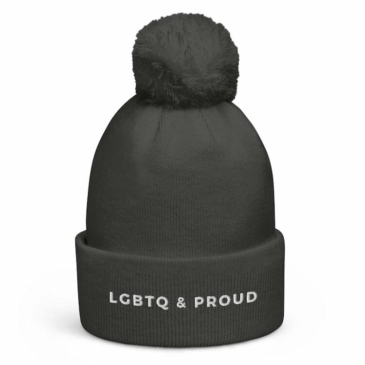 LGBTQ & Proud Pom Pom Beanie - gay beanie - gay pride beanie - lgbtq beanie
