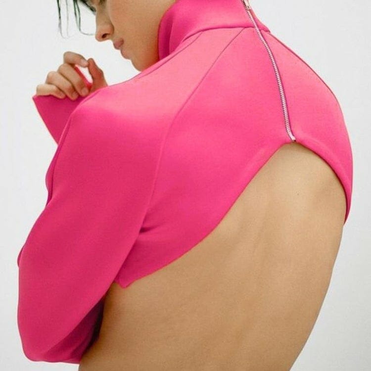 Pink Turtleneck Crop Top - gay clothing