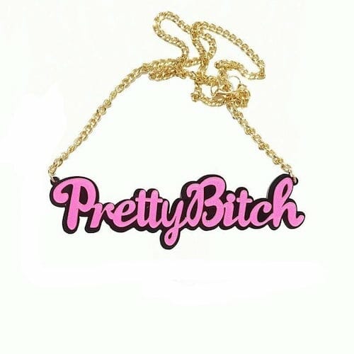 Pretty Bitch Acrylic Statement Chain Necklace - gay necklace - lgbt necklace - gay pride necklace - gay symbol necklace