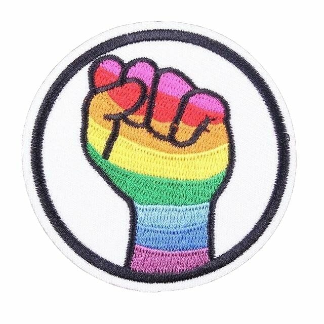 Rainbow Fist Iron On Pride Patch- lgbtq iron on patches - gay pride patch - gay patches