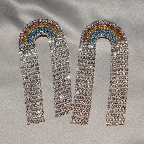Rainbow Rhinestone Earrings - gay earrings