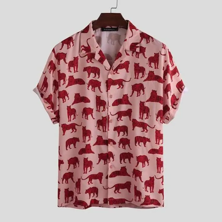 Red Tiger Short Sleeve Printed Shirt- queer shirt - gay shirt - lgbt shirt