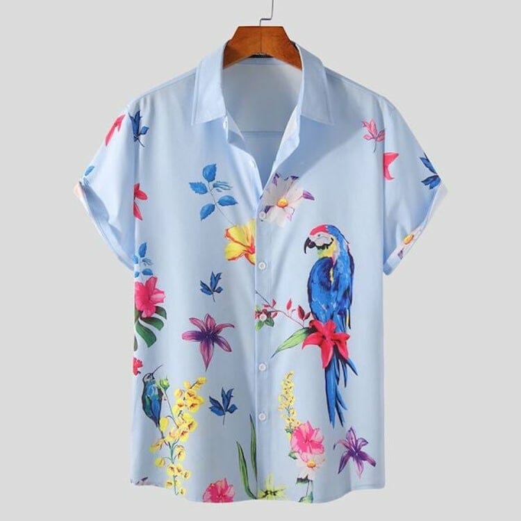Tropical Bird Short Sleeve Printed Shirt- queer shirt - gay shirt - lgbt shirt