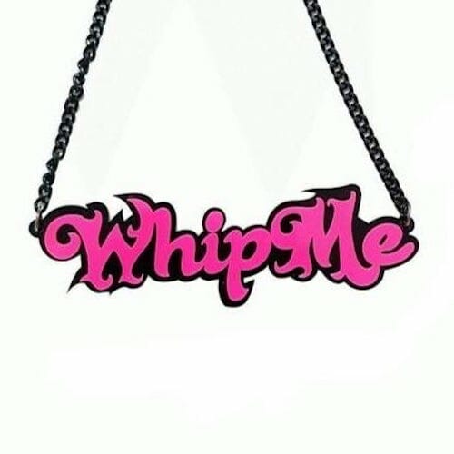 Whip Me Acrylic Statement Chain Necklace - gay necklace - lgbt necklace - gay pride necklace - gay symbol necklace