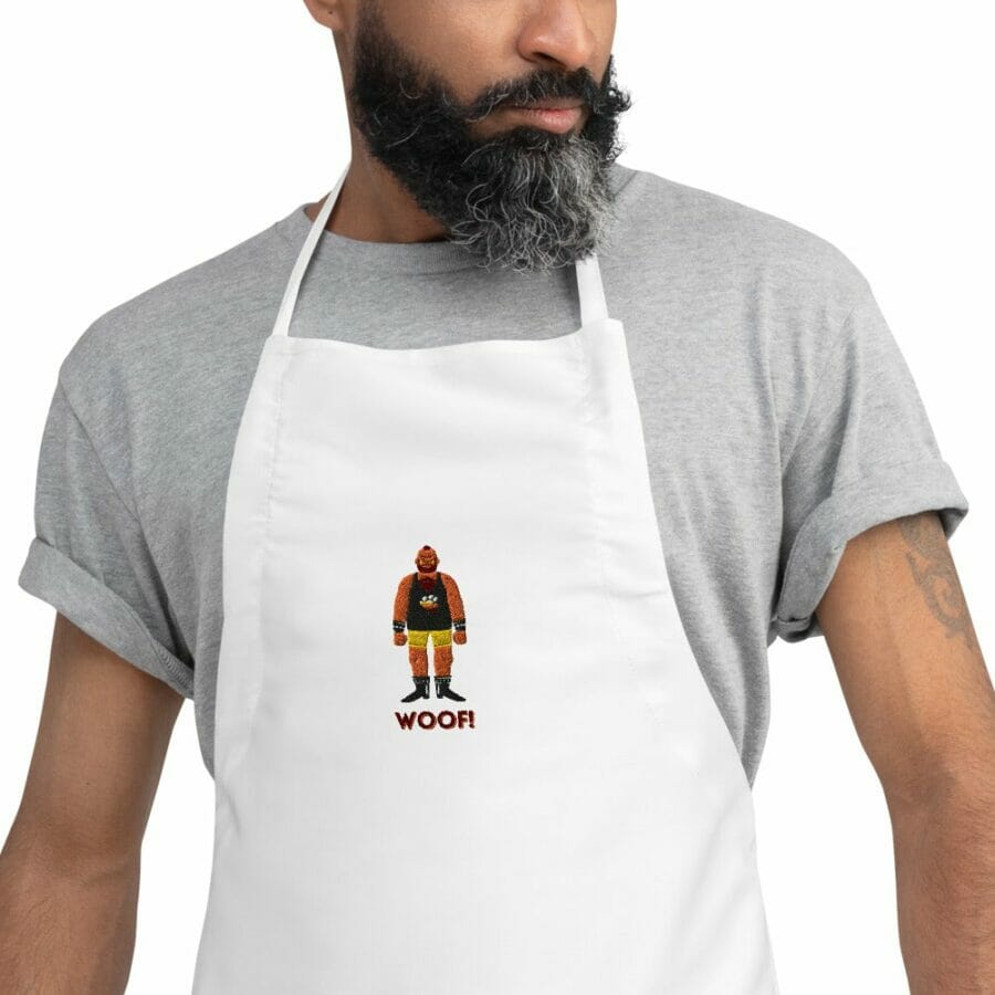 Woof! Gay Bear Embroidered Apron - funny gay aprons * gay cooking aprons * gay pride apron * aprons for gay men