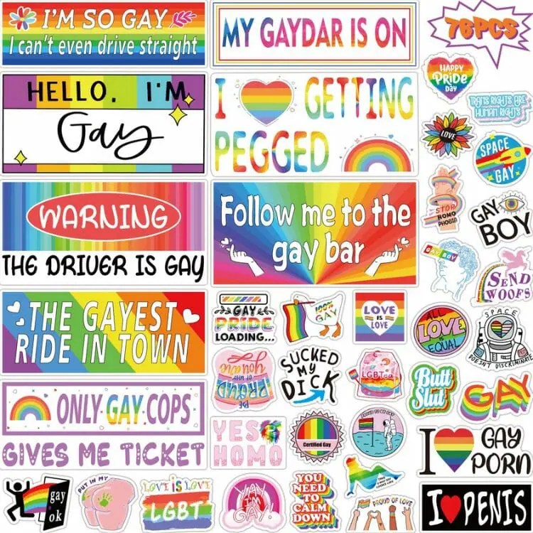 76 PCS Funny Gay Prank Bumper Stickers