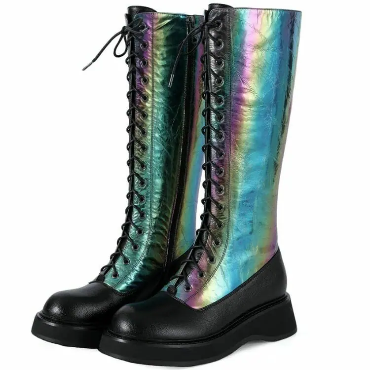 Rainbow Shimmer Platform Boots - Best Gay boots