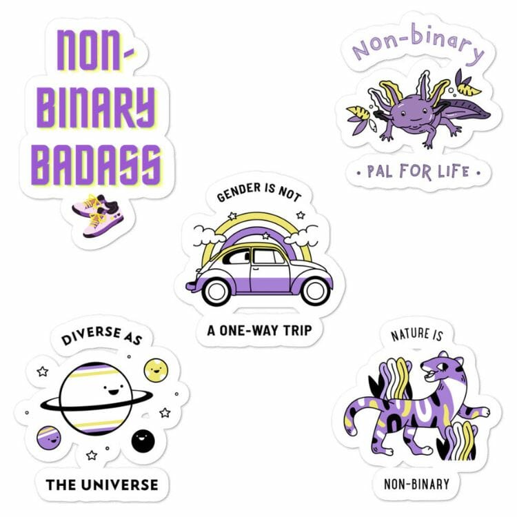 Set Of 5 Non-Binary Stickers