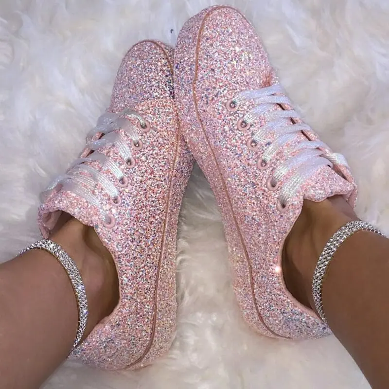 gay pride sneakers - Glitteriffic Lace Up Sneakers