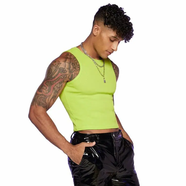 GORGLITTER Men's Fashion Neon Crop Tank Top 