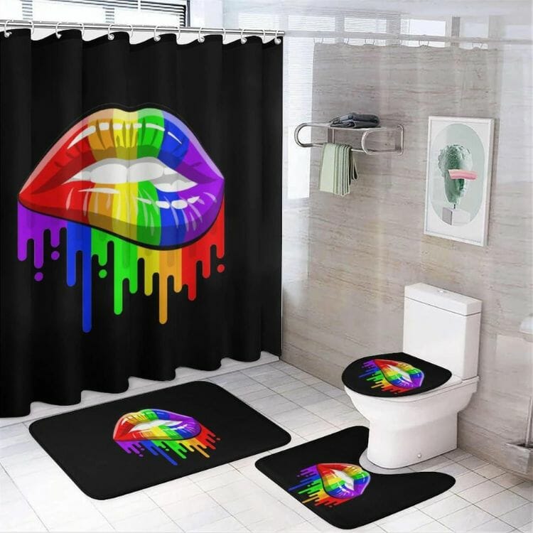 Gay Pride Melting Lips 4-Piece Shower Curtain Bathroom Set