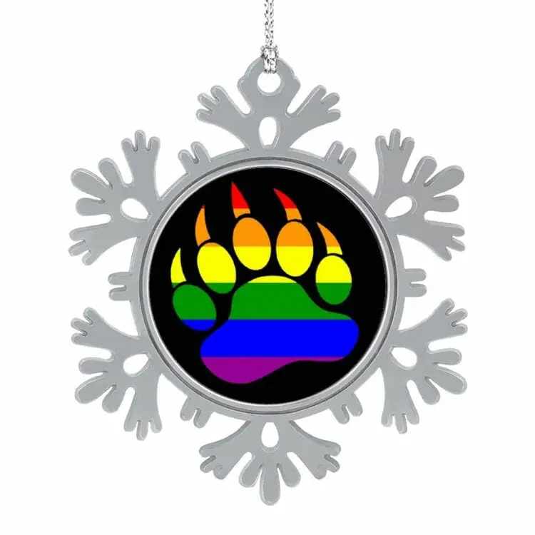 Gay Pride Rainbow Bear Paw Snowflake Pendant - Best Gay Christmas Ornaments